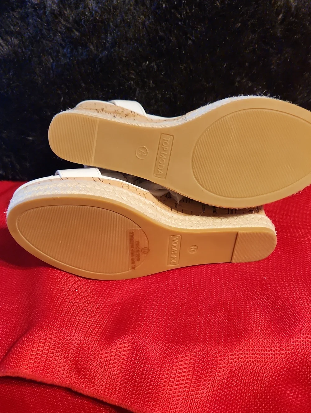 Moda White Espadrille Platform Sandals with Ankle Strap